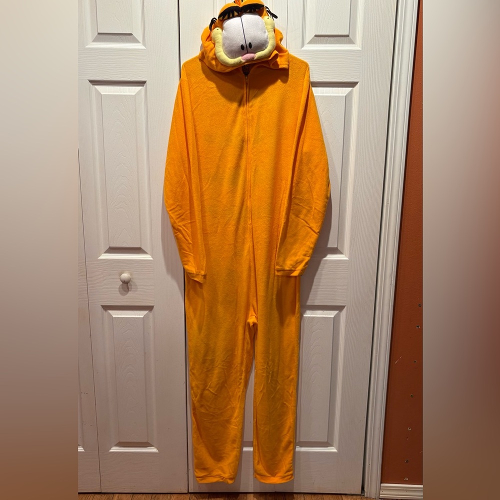 Garfield & Odie Orange Vintage Garfield Character Zip Onesie Costume Sz X-Large